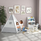 Tente Tipi Indien pour Enfant avec Tapis, Coussin et Sac de Transport, 1,2x1,2x1,55 m - Gris/Blanc | Magi Jouets