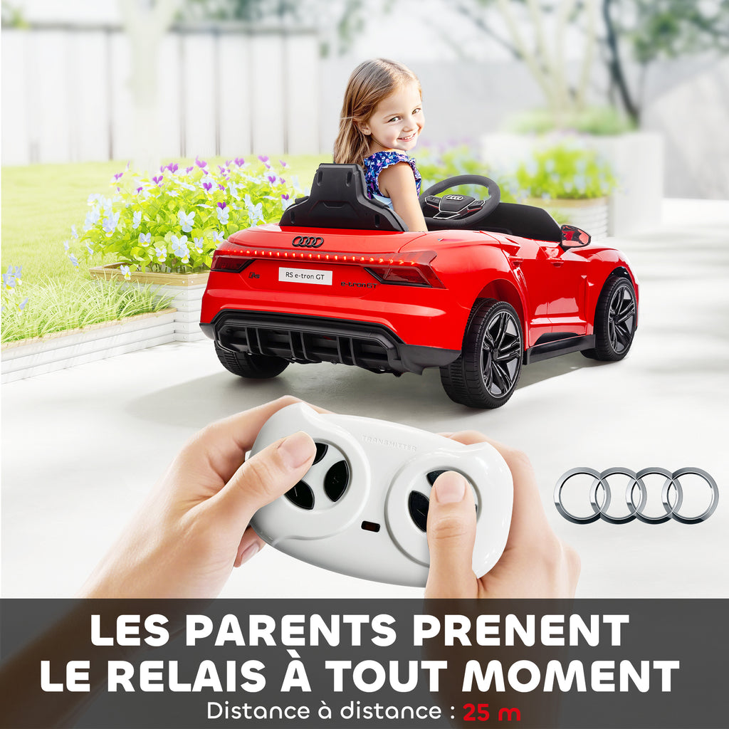 Voiture électrique enfant 12 V - véhicule électrique avec télécommande parentale fournie - V. Max. 5 Km/h - effets sonores, lumineux - Audi RS E-tron GT rouge