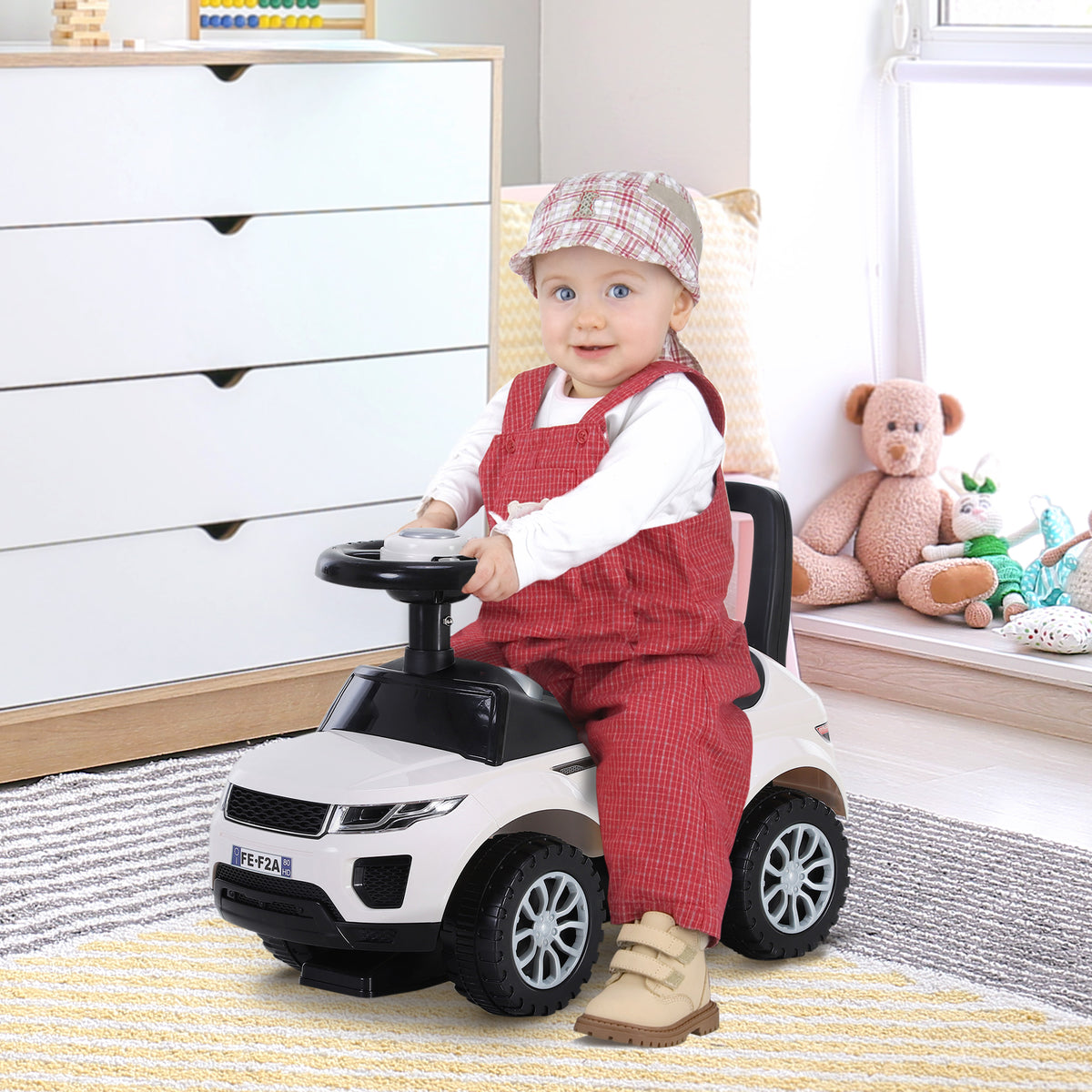 Porteur Bébé avec Klaxon, Compteurs Factices et Coffre à Jouets, 12-36 Mois - Blanc | Magi Jouets