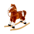 Cheval à Bascule Peluche avec Effets Sonores, Selle et Rênes, 3-6 Ans - Marron/Blanc | Magi Jouets
