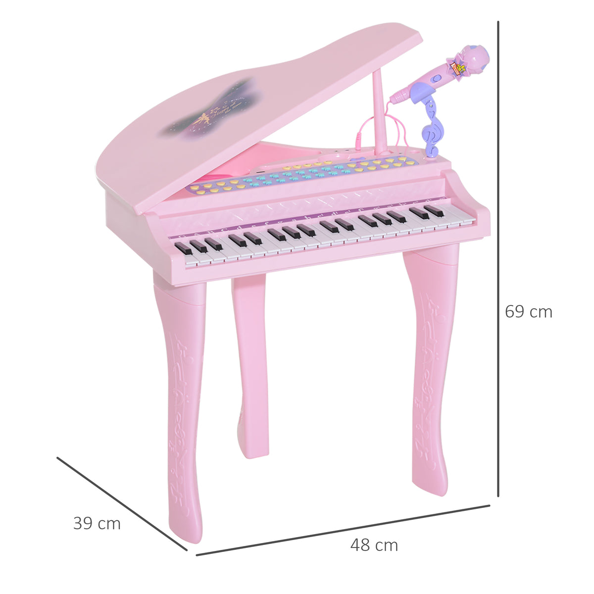 Piano à Queue Électronique Enfant 37 Touches avec Micro et Haut-Parleur - Rose | Magi Jouets