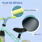 Vélo d'équilibre pour bébé siège réglable roues EVA jouet enfant pour bébé 18-48 mois pour garçons et filles vert