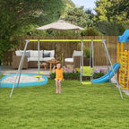 Portique Balançoire Enfant 3 en 1 avec Vis-à-Vis et Siège, Charge Max 225 kg - Vert | Magi Jouets