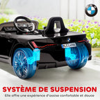 Voiture électrique pour enfants licence BMW I4 12V avec télécommande MP3 Musique Lumières et Ceinture 115x67x45 cm Noir