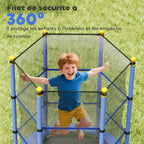 Trampoline Enfant Ø1,40 m avec Filet de Sécurité et Porte Zippée - Bleu | Magi Jouets