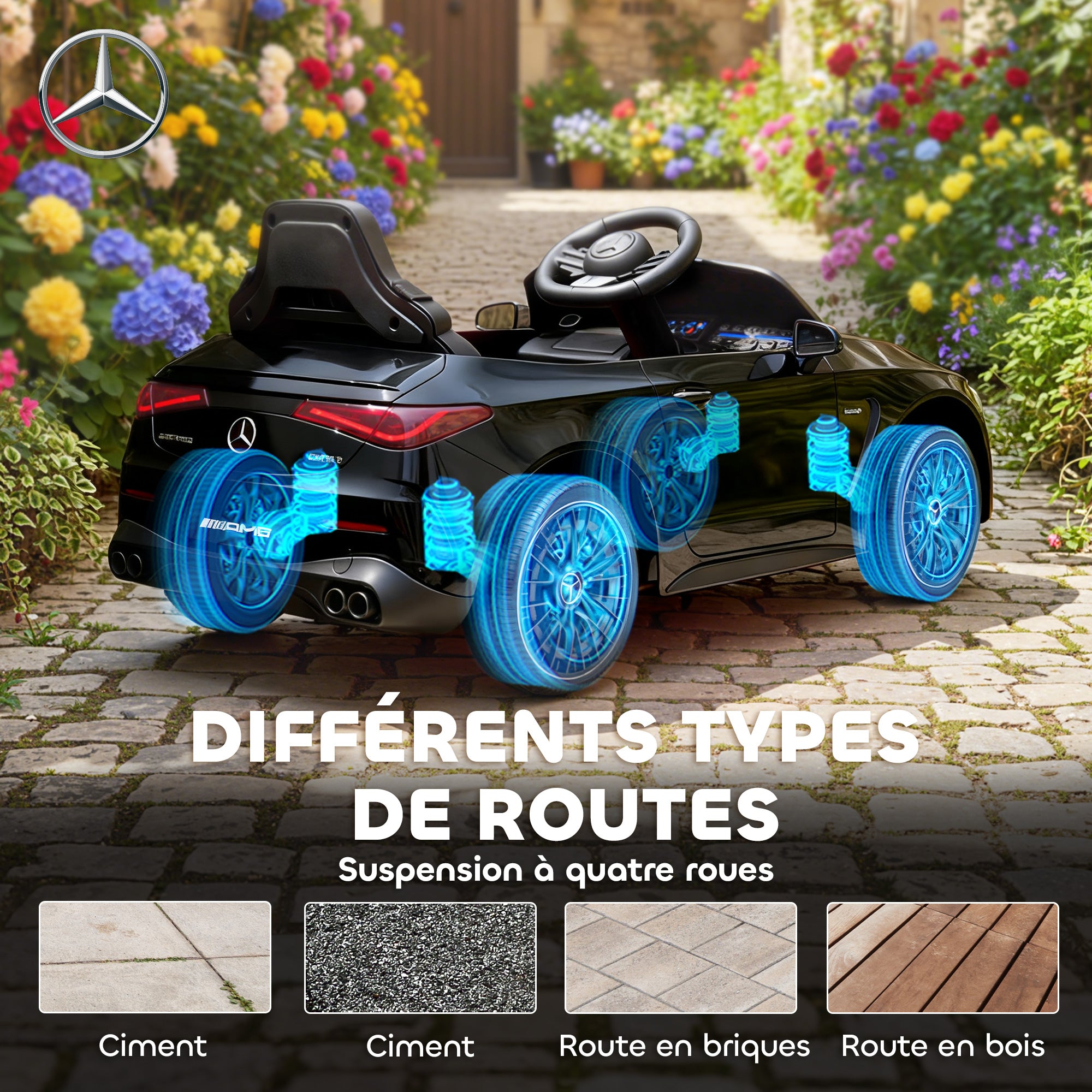 Voiture électrique enfants Mercedes AMG CLE 53 12V 2 moteurs télécommande parentale 2,4G 99 x 55 x 43 cm noir