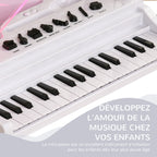 Piano Enfant Électronique 32 Touches avec Tabouret et Couvercle LED - Blanc | Magi Jouets