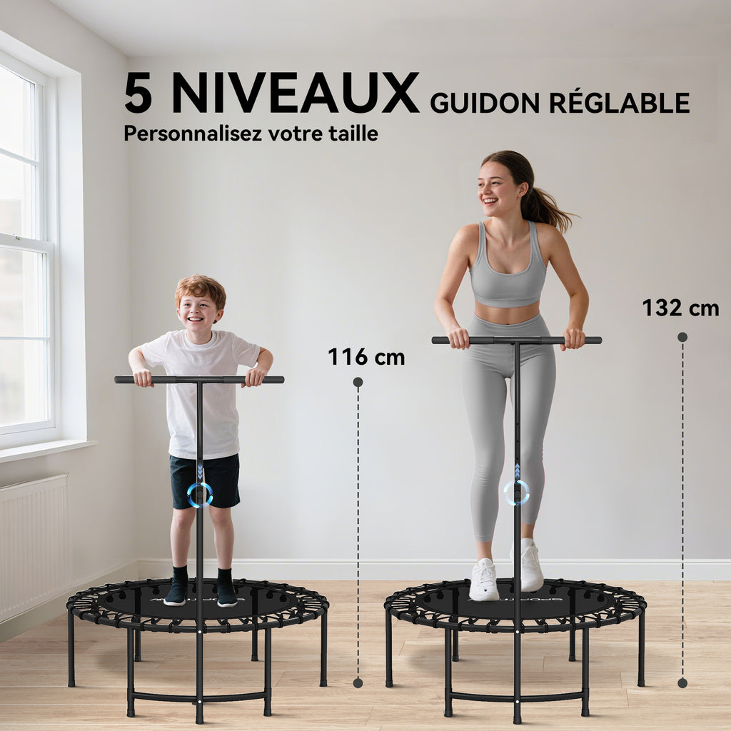 Trampoline de Fitness Ø102x132 cm, Cordes Élastiques, Capacité 100 kg - Noir | Magi Jouets
