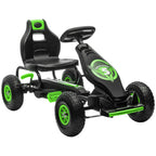 Kart à Pédales Enfant Siège Réglable 3 Positions, Frein à Main, 5-12 Ans - Vert/Noir | Magi Jouets
