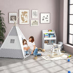 Tente Tipi Indien pour Enfant avec Tapis, Coussin et Sac de Transport, 1,2x1,2x1,55 m - Gris/Blanc | Magi Jouets