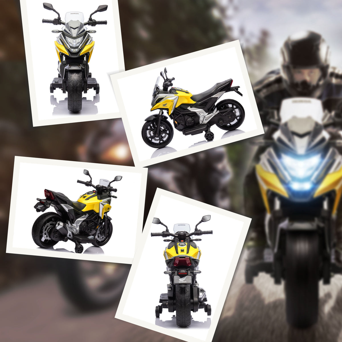 Moto Porteur Électrique Honda pour Enfants 3-6 Ans avec Musique et Phares - Jaune | Magi Jouets