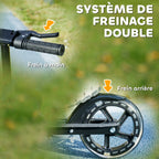 Trottinette enfants 3 à 8 ans, trottinette pliable à 2 roues LED roues lumineuses, 4 réglages en hauteur, noir