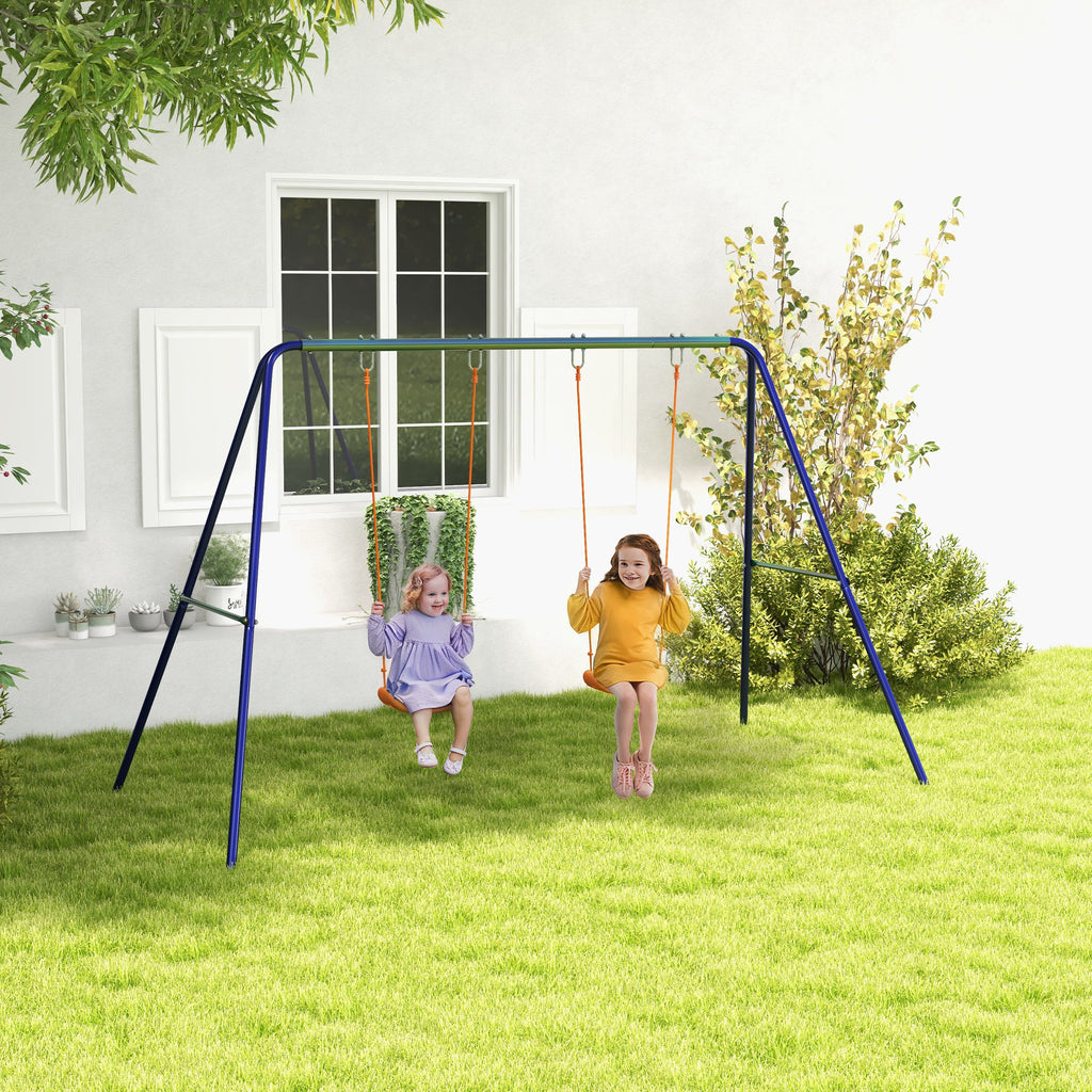 Portique Balançoire Enfant 2 Sièges, Structure Métal Charge Max 90 kg - Multicolore | Magi Jouets