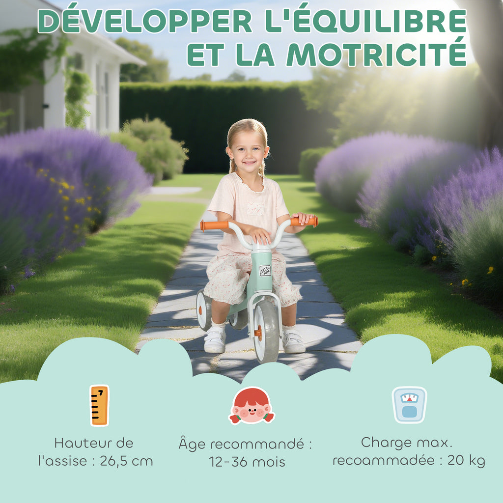 Draisienne Bébé 1-3 Ans Sans Pédale, 3 Roues Silencieuses, Charge 20 kg - Vert | Magi Jouets