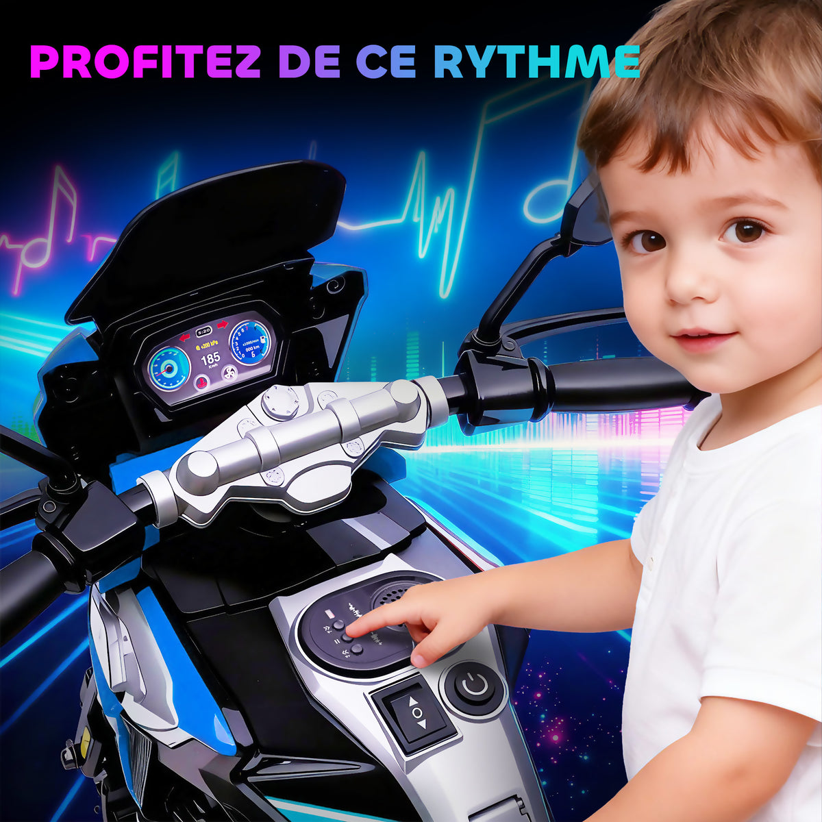 Moto Électrique Enfant 6V avec Musique et Effets Lumineux - Bleu | Magi Jouets