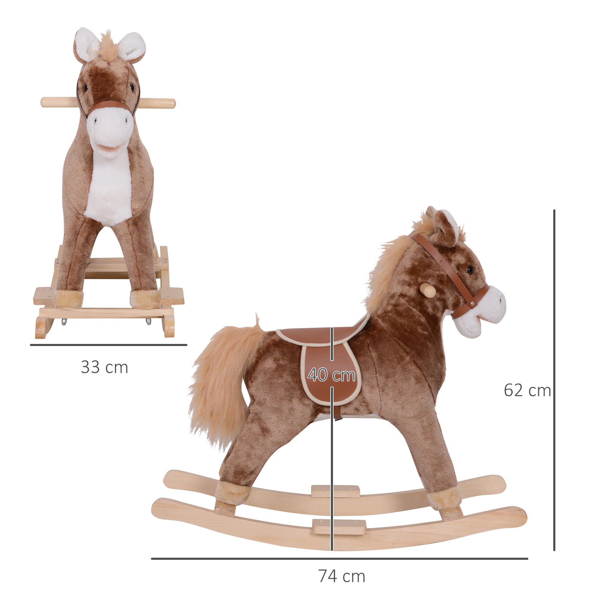 Cheval à Bascule Cowboy avec Selle Confort, Bois de Peuplier, 36+ Mois, Charge 40 kg - Marron | Magi Jouets