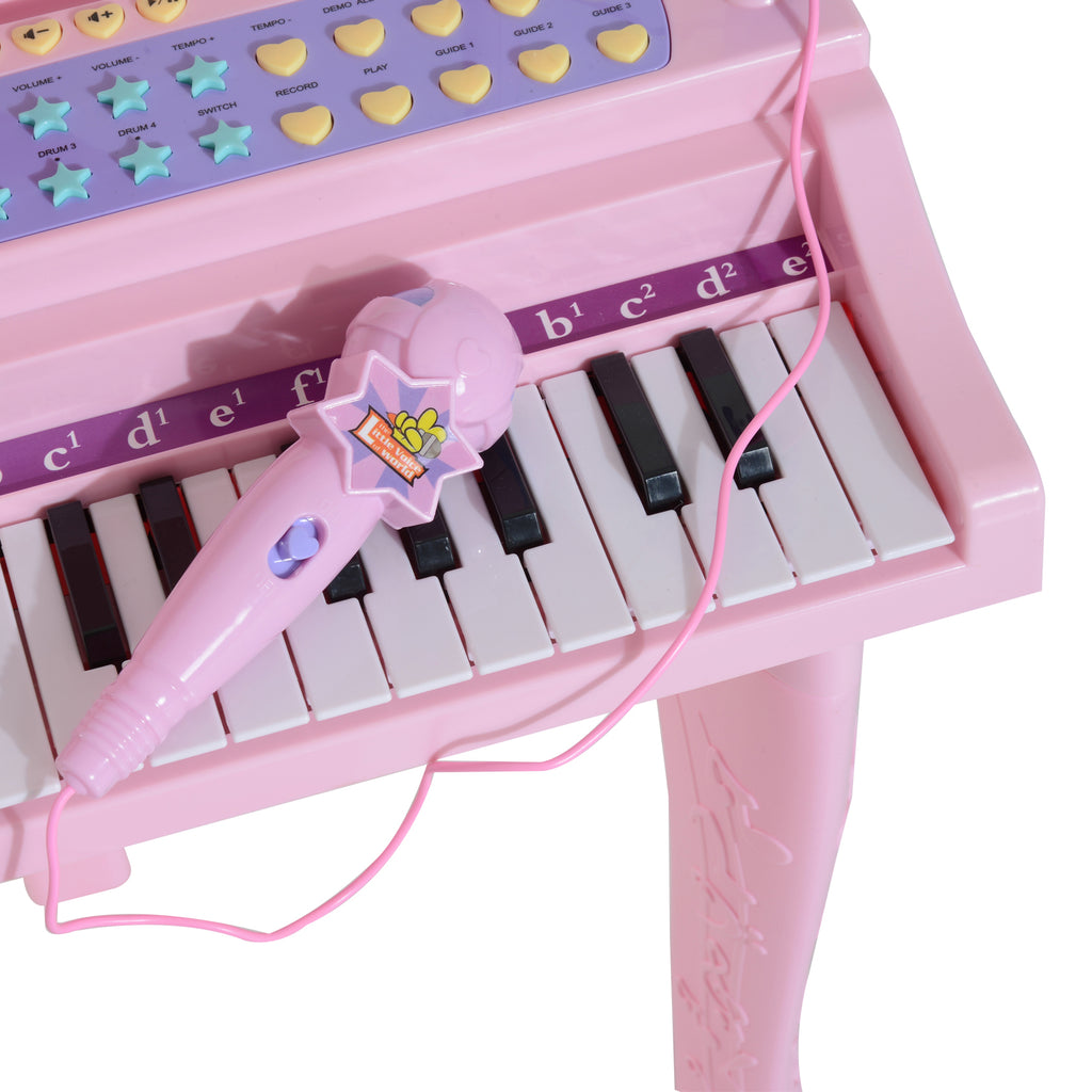 Piano à Queue Électronique Enfant 37 Touches avec Micro et Haut-Parleur - Rose | Magi Jouets