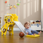 Toboggan Enfant Intérieur/Extérieur avec Panier de Basket, 18-36 Mois - Jaune/Gris | Magi Jouets