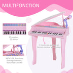 Piano à Queue Électronique Enfant 37 Touches avec Micro et Haut-Parleur - Rose | Magi Jouets