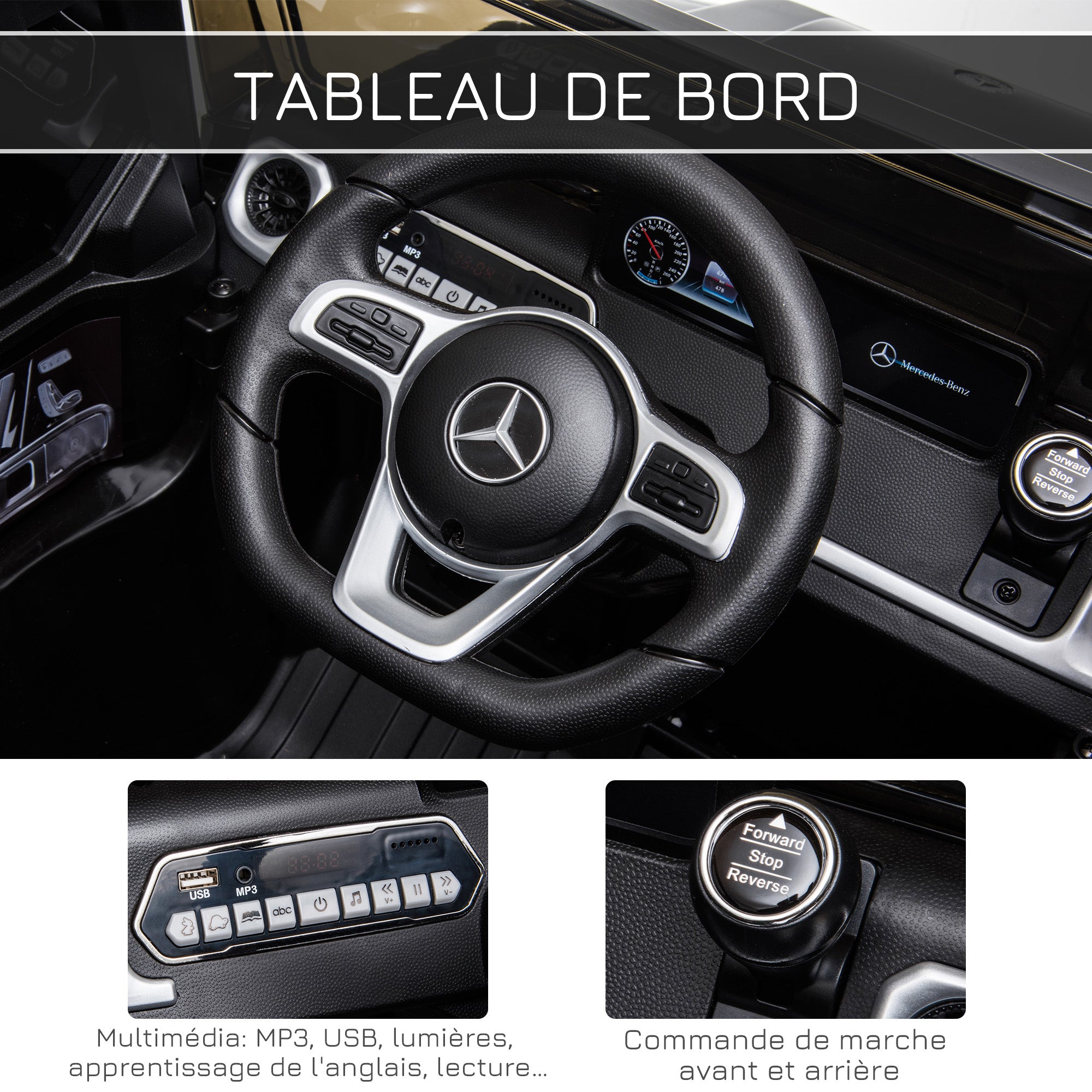 Voiture véhicule électrique enfant licence officielle Mercedes 12 V télécommande parentale, V. Max. 5 Km/h - noir