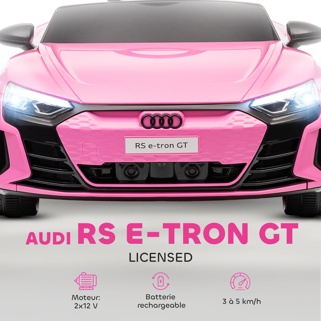 Voiture véhicule électrique enfant 12 V - télécommande parentale - effets sonores, lumineux - Audi RS E-tron GT rose