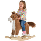 Cheval à Bascule Selle Confort en Bois de Peuplier, 65x32,5x61 cm - Marron | Magi Jouets