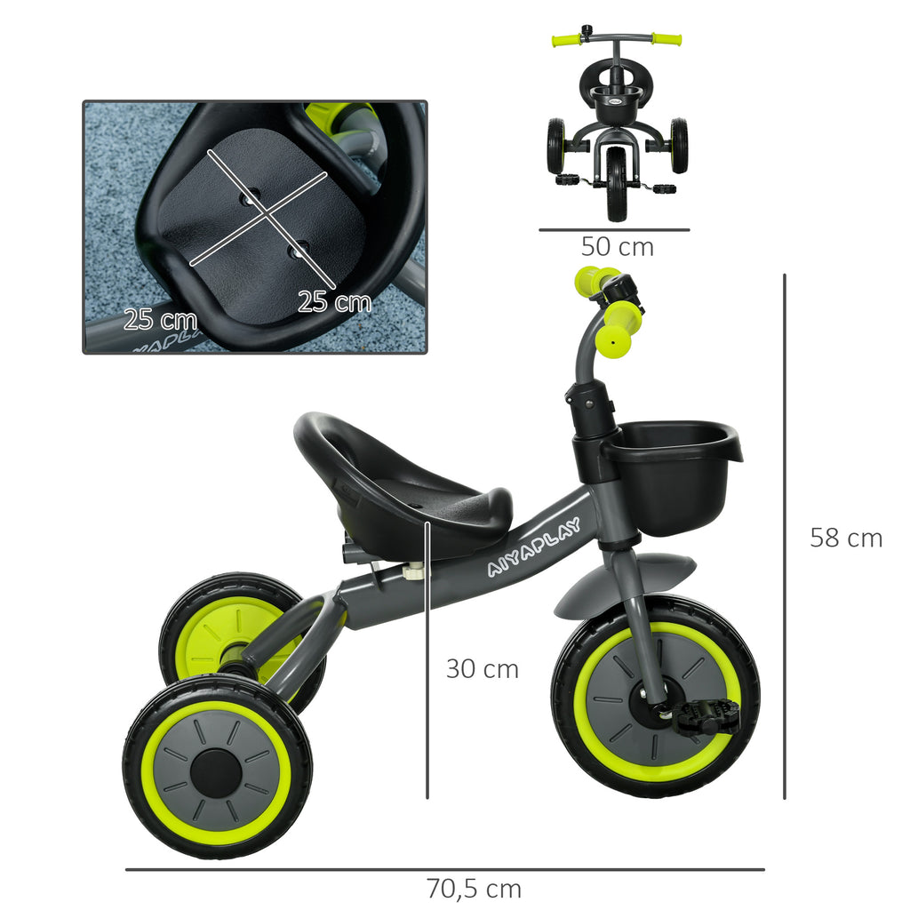 Tricycle Enfant avec Sonnette, Panier et Selle Réglable à Dossier, 2-5 Ans - Noir | Magi Jouets
