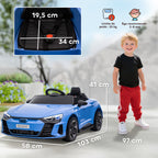 Voiture électrique enfant 12 V - véhicule électrique avec télécommande parentale fournie - V. Max. 5 Km/h - effets sonores, lumineux - Audi RS E-tron GT bleu