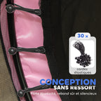 Trampoline Enfant Ø 1,40 × 1,90H m Filet de sécurité Porte zipée Couvre-Ressorts 6 poteaux rembourrés Inclus Rose