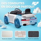 Voiture électrique enfants, véhicule électrique 12V, télécommande 2,4G, phares, musique, klaxon, 103 x 55 x 44 cm, blanc