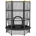Trampoline Enfant Ø 1,40 × 1,90H m Filet de sécurité Porte zipée Couvre-Ressorts 6 poteaux rembourrés Inclus Noir