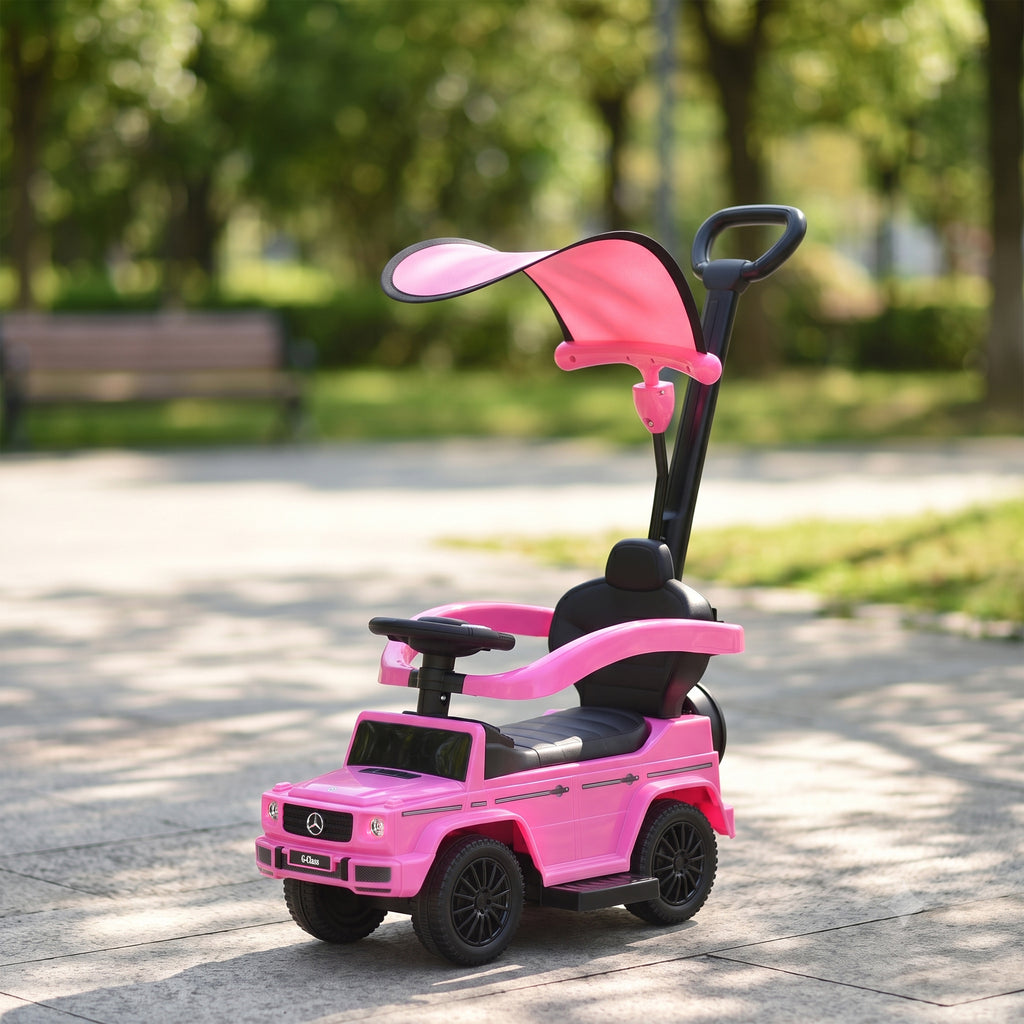 Porteur Enfants Voiture Enfant Multi-équipée 12-36 Mois klaxon Marche-Pieds, Garde-Corps et ombrelle Rose