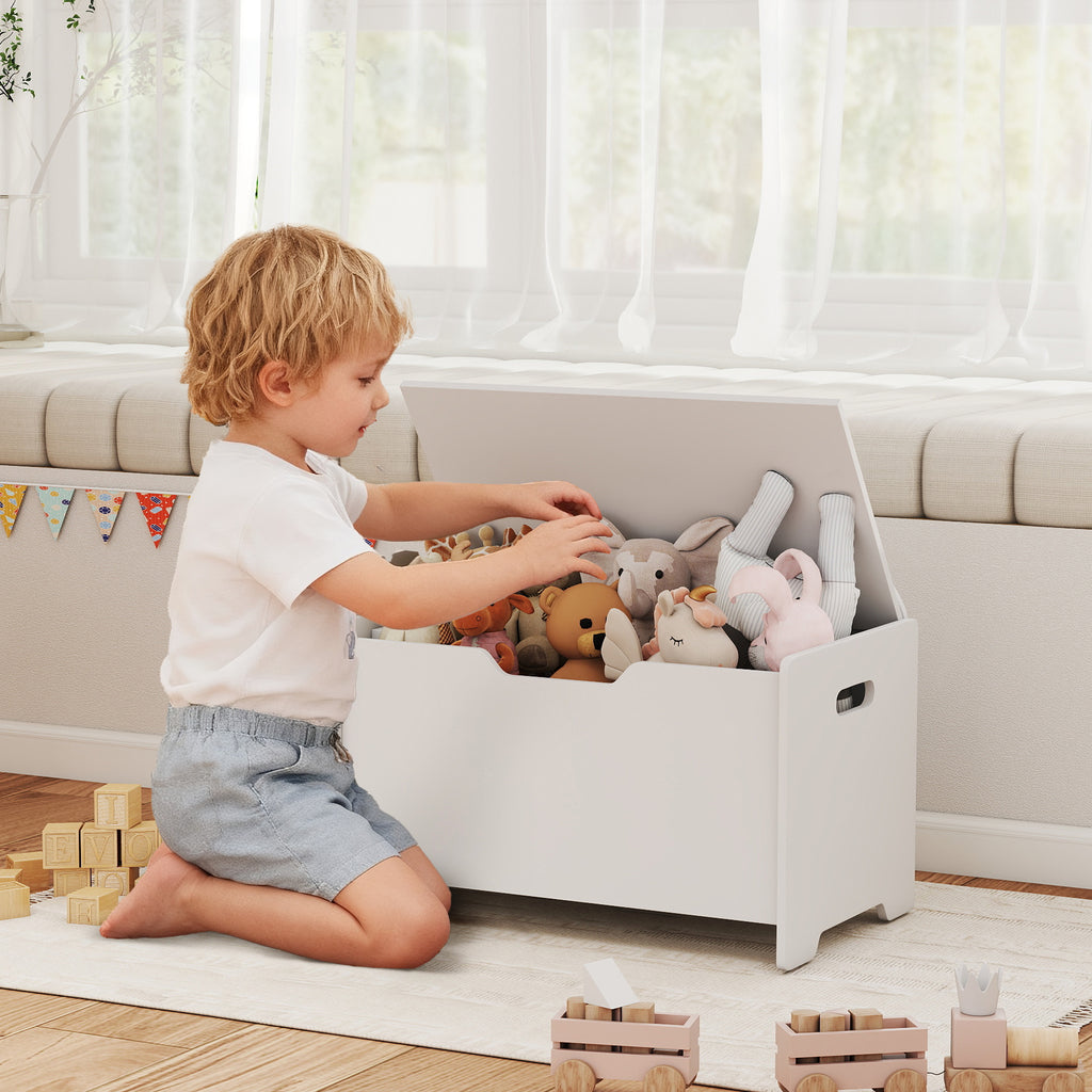 Coffre à Jouets Enfant Forme d'Ours avec Couvercle Rabattable, 60x38x48 cm - Blanc | Magi Jouets