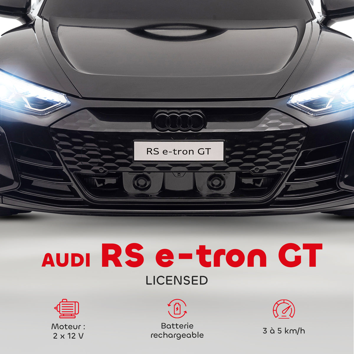 Voiture électrique enfant 12 V - véhicule électrique avec télécommande parentale fournie - V. Max. 5 Km/h - effets sonores, lumineux - Audi RS E-tron GT noir