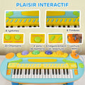 Piano enfant électronique 37 touches, avec micro, tabouret, lumière LED, fonction d'enregistrement et de relecture