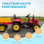 Tracteur électrique avec remorque amovible, pour enfants de 3 à 6 ans avec télécommande MP3 musique affichage lumières