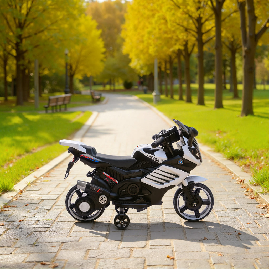 Moto Électrique Enfant 6V avec Effets Lumineux et Sonores - Blanc | Magi Jouets