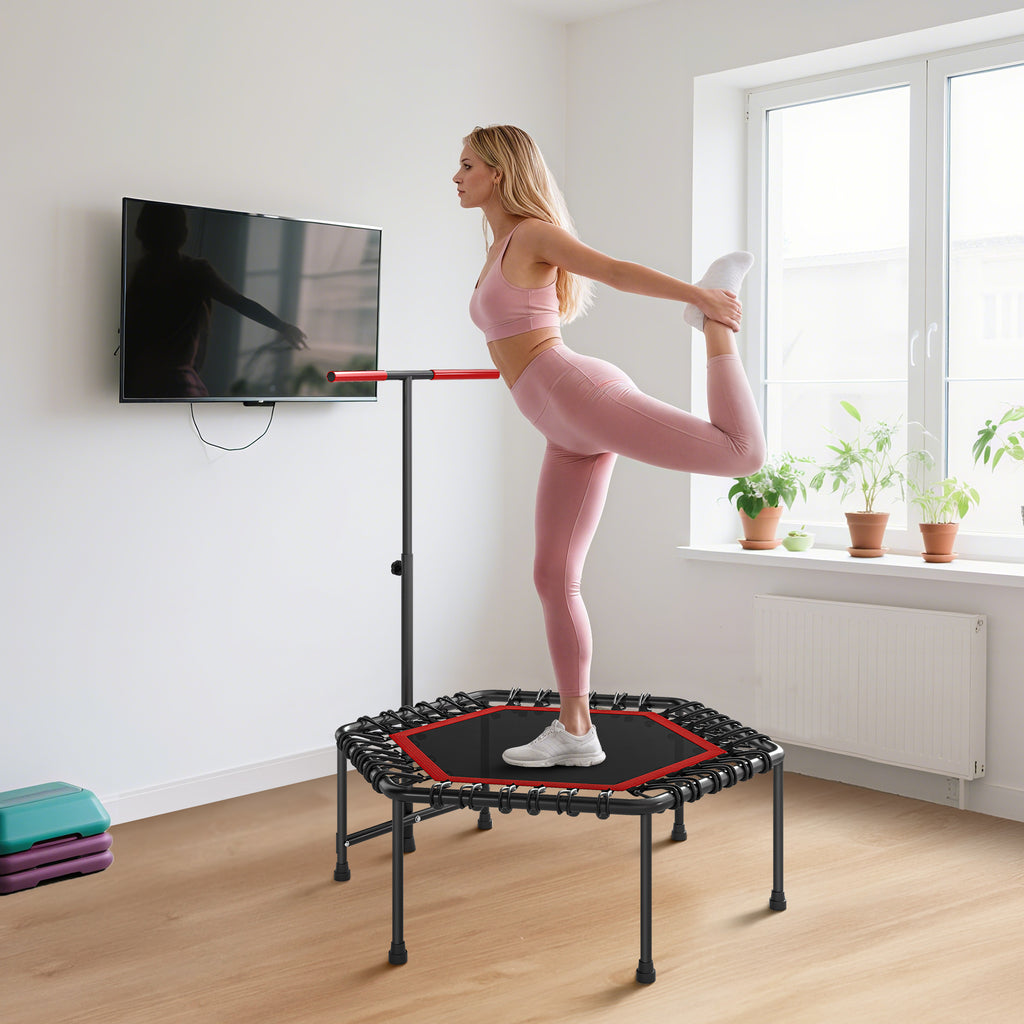 Trampoline de Fitness 114 cm avec Cordes Élastiques et Poignée Réglable - Rouge | Magi Jouets
