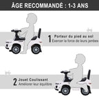 Porteur Bébé avec Klaxon, Compteurs Factices et Coffre à Jouets, 12-36 Mois - Blanc | Magi Jouets