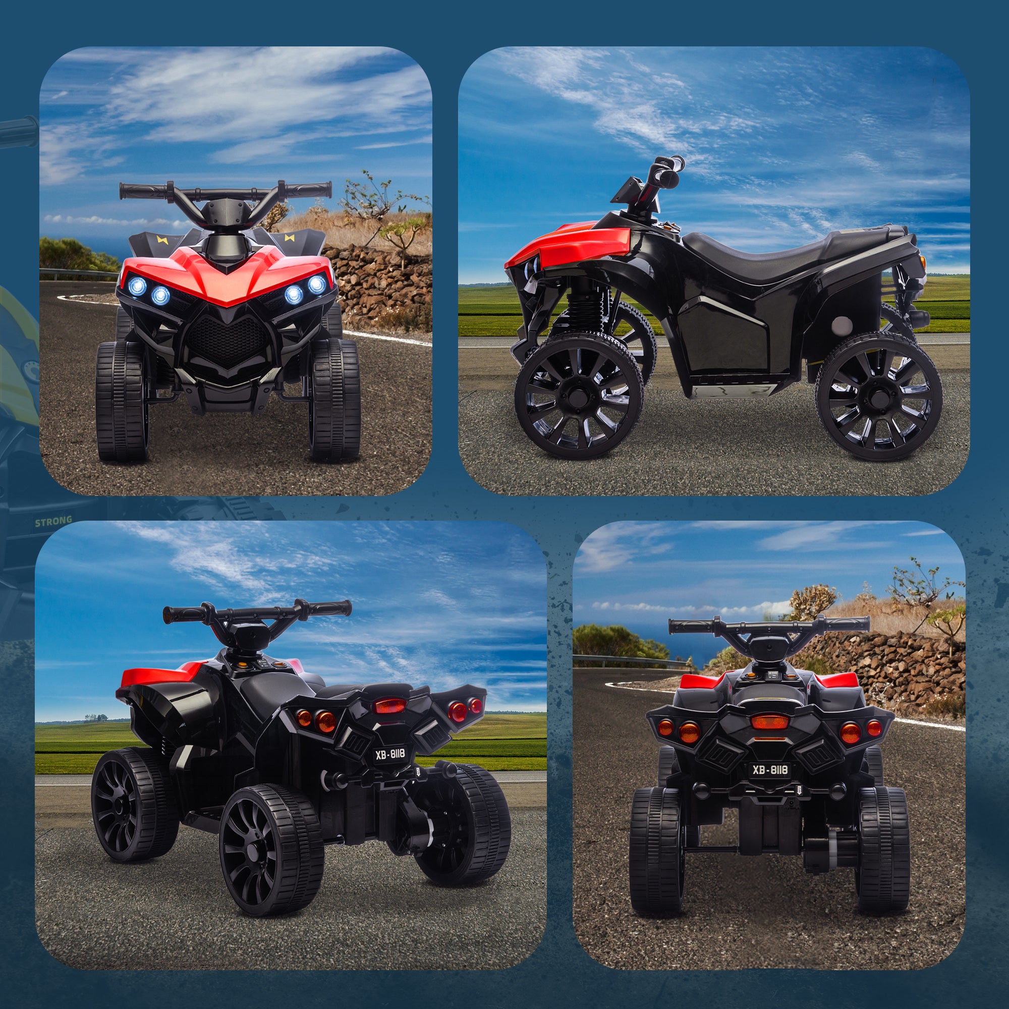 Quad Électrique Enfant 6V ATV avec Musique et Phares LED, 18-56 Mois, 70x42x45 cm - Rouge | Magi Jouets