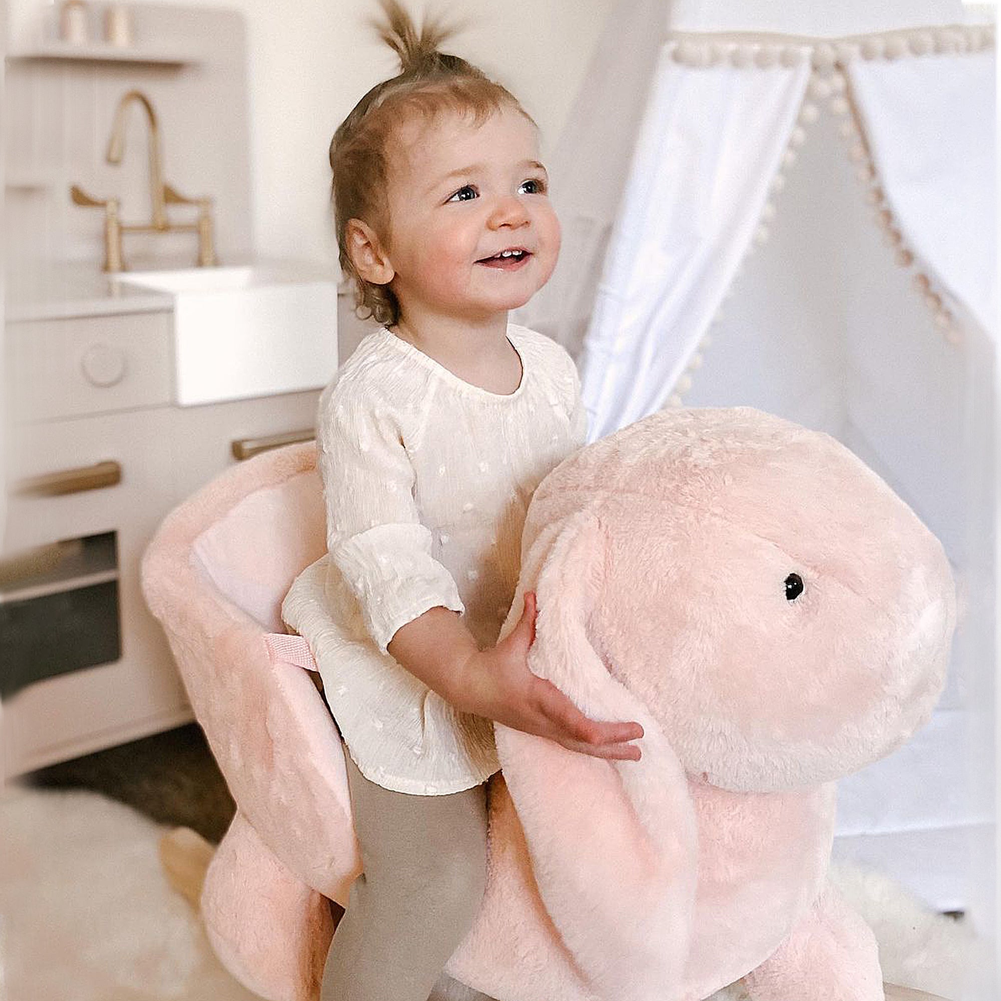 Jouet à Bascule Lapin avec Ceinture de Sécurité et Son, 18-36 Mois - Rose | Magi Jouets