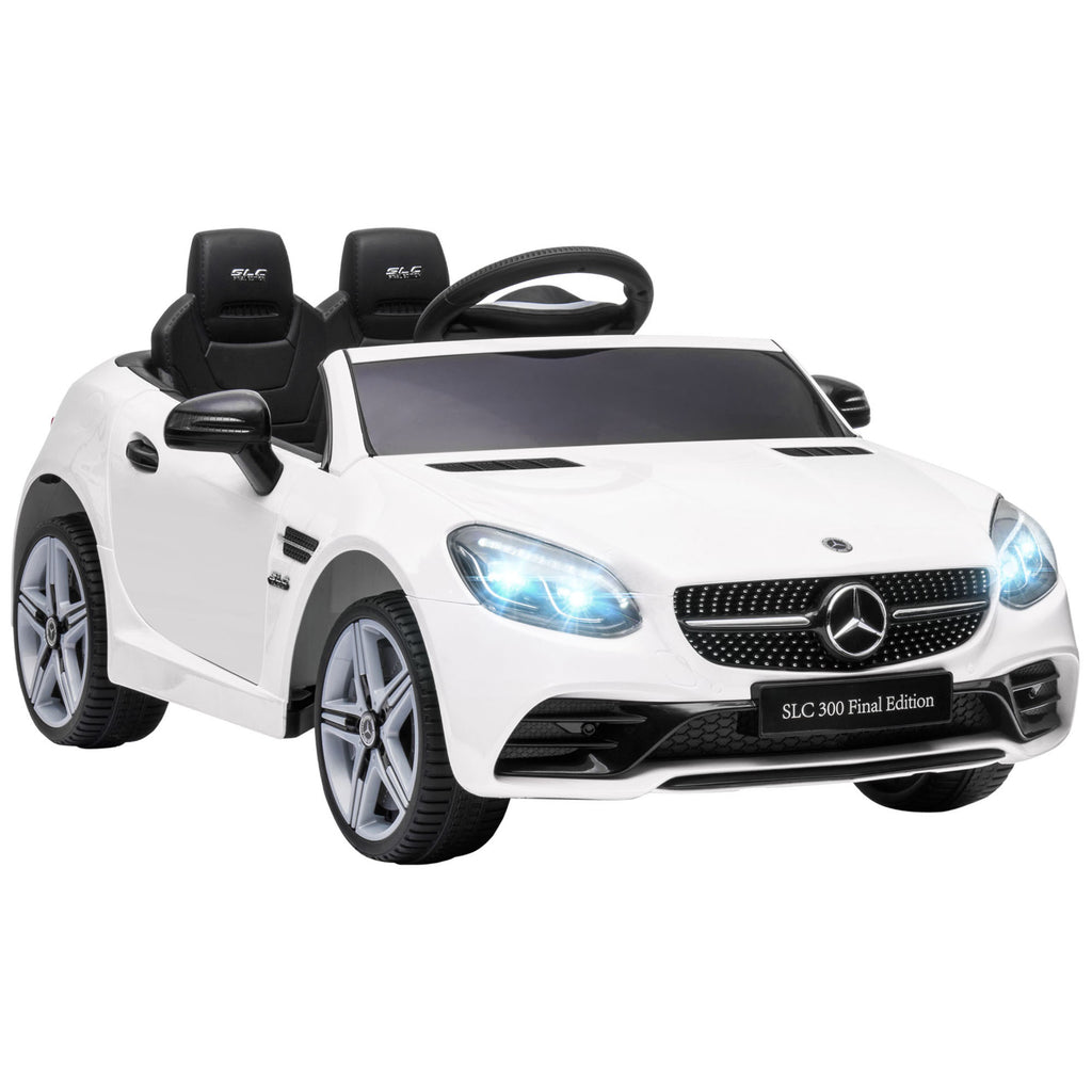 Voiture électrique enfants licence Mercedes SLC 300 12V V. Max. 5 Km/h effets sonores lumineux télécommande blanc
