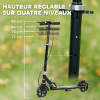 Trottinette enfants 3 à 8 ans, trottinette pliable à 2 roues LED roues lumineuses, 4 réglages en hauteur, noir