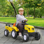 Porteur Tracteur Enfants avec Remorque, Râteau et Pelle, 6 Roues, 3+ Ans - Jaune | Magi Jouets