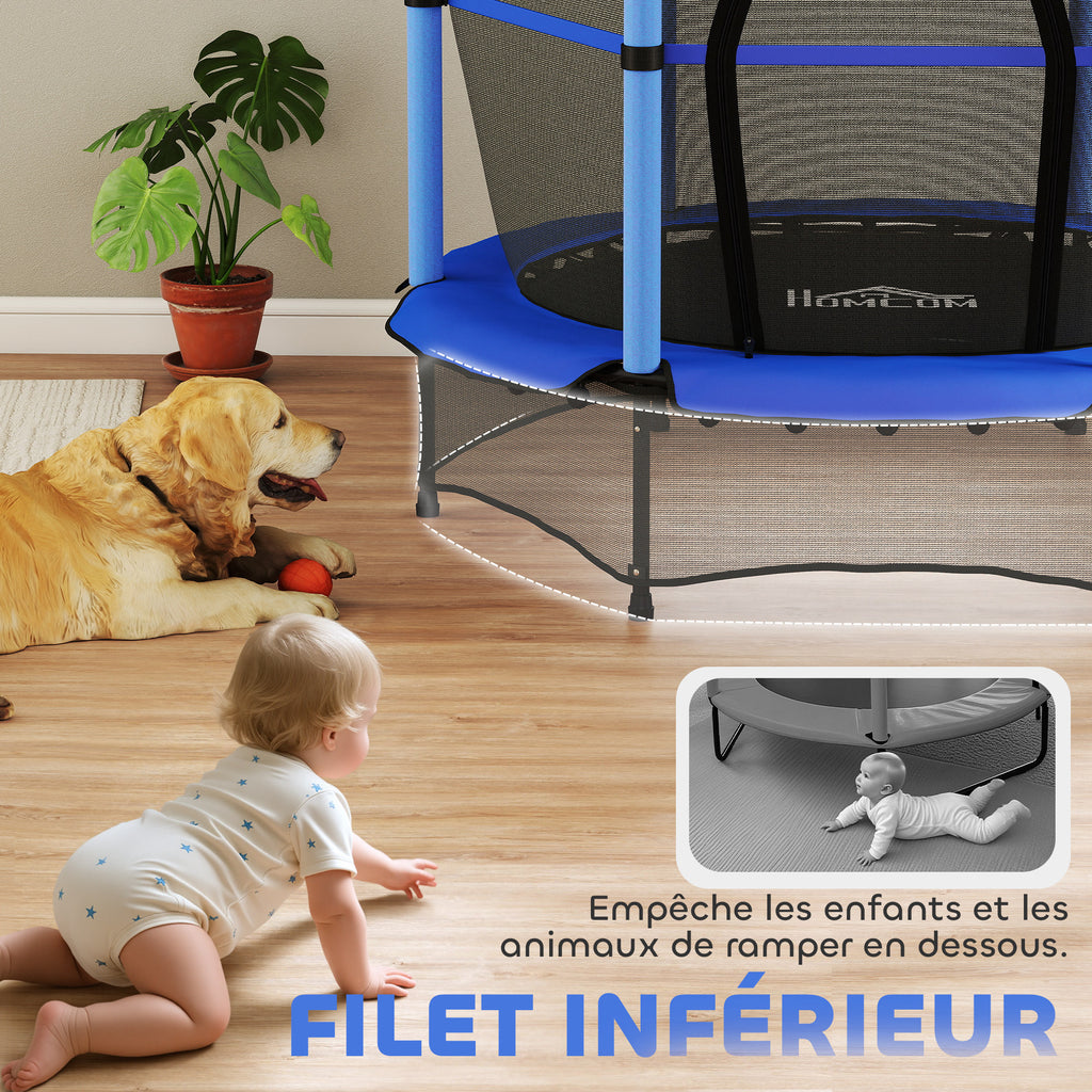 Trampoline Enfant Ø1,40 m avec Filet de Sécurité et Porte Zippée - Bleu | Magi Jouets