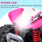Quad Électrique Enfant 6V, Vitesse 2,8 km/h, Phares LED et Klaxon - Rose | Magi Jouets