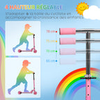 Trottinette pour enfants de 3 à 7 ans pliable roues lumineuses en PU musique 67 x 32 x 78 cm rose