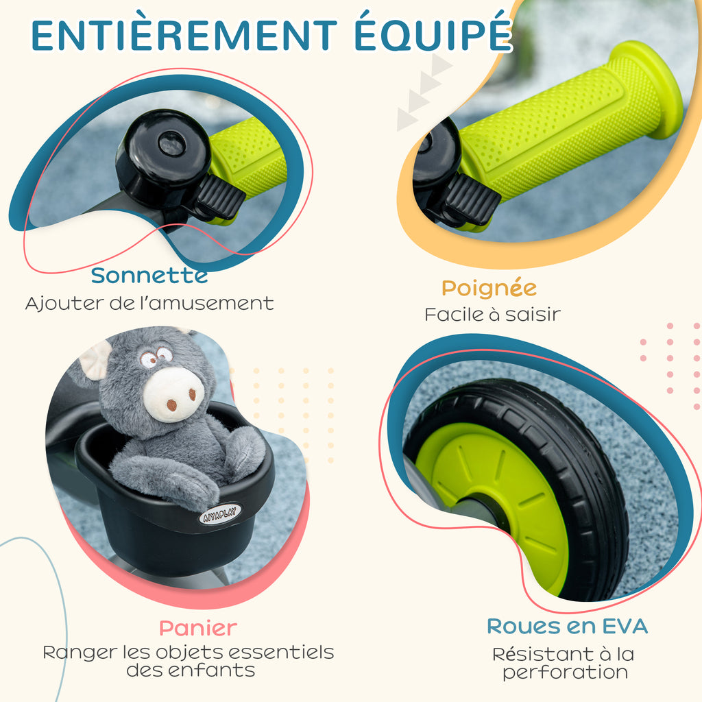 Tricycle Enfant avec Sonnette, Panier et Selle Réglable à Dossier, 2-5 Ans - Noir | Magi Jouets