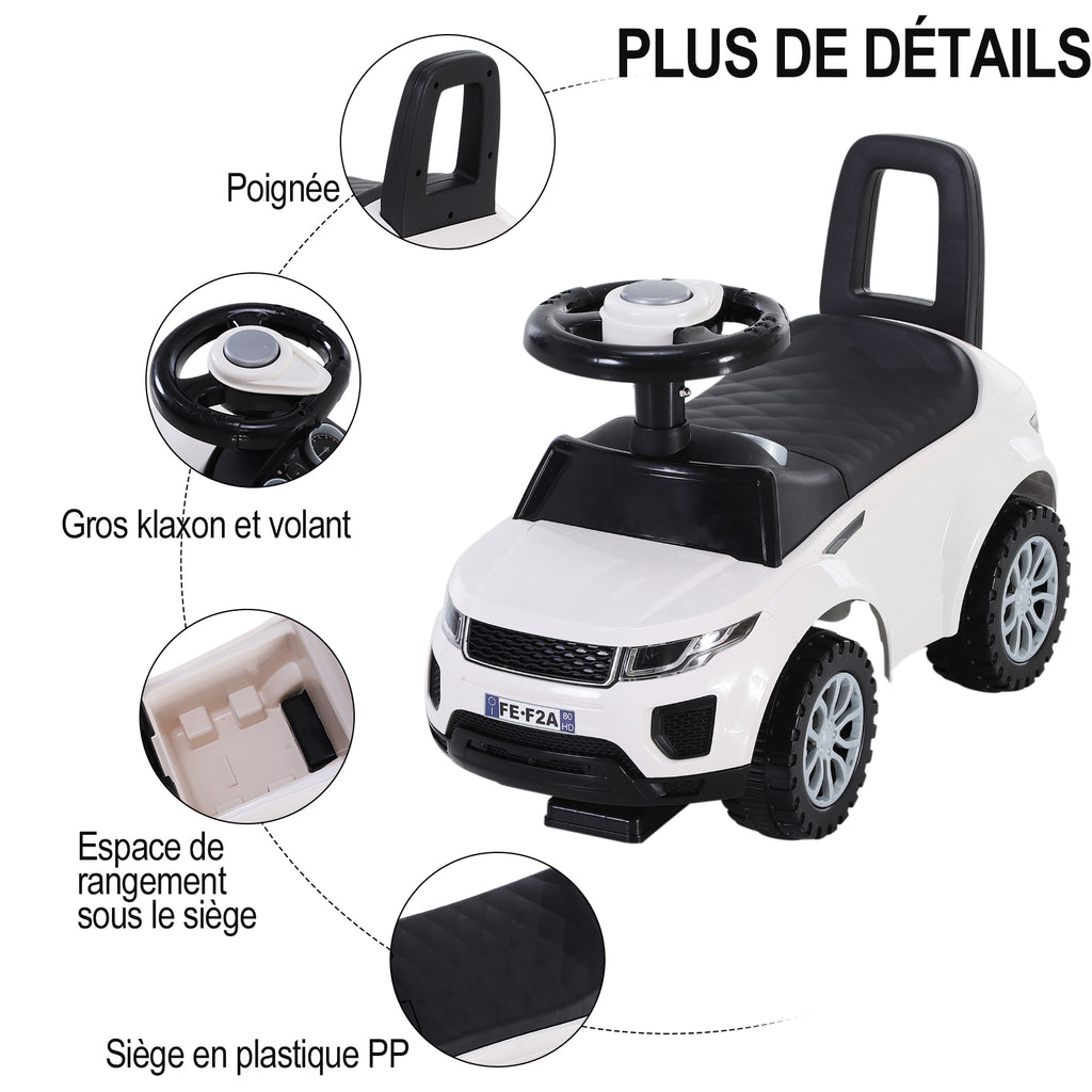 Porteur Bébé avec Klaxon, Compteurs Factices et Coffre à Jouets, 12-36 Mois - Blanc | Magi Jouets