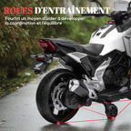 Moto électrique pour enfants moto porteur Honda pour enfants 3 à 6 ans avec musique, phares blanc